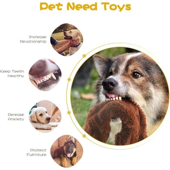 Dog Squeak Toys, No Stuffing Plush Dogs Chew Toy Bundle for Small Medium Large B - Picture 2 of 7
